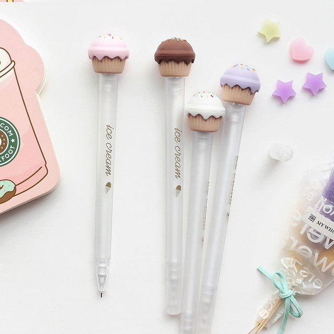 핑크풋 케이크 스피너 볼펜 디자인 중성펜 0.5mm, 랜덤발송