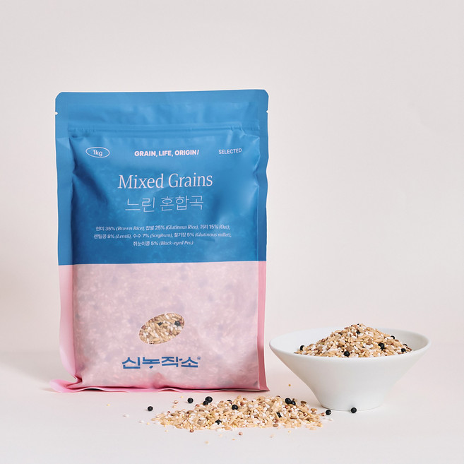 느린 혼합곡 1kg | 저속노화 렌틸콩 잡곡밥 잡곡쌀 대용량 [원산지:상세설명에 표시], 1개