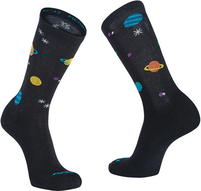 노스웨이브 코어 메리노울 혼방 높이 24cm 동계용 자전거양말, L, 블랙, 1개