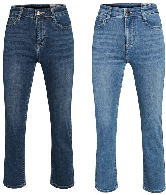 여성 슬림 스트레이트 데님 팬츠 2종택1