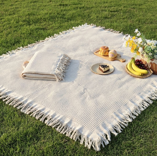 감성 피크닉 돗자리 캠핑 한강 야외 매트, 아이보리 화이트