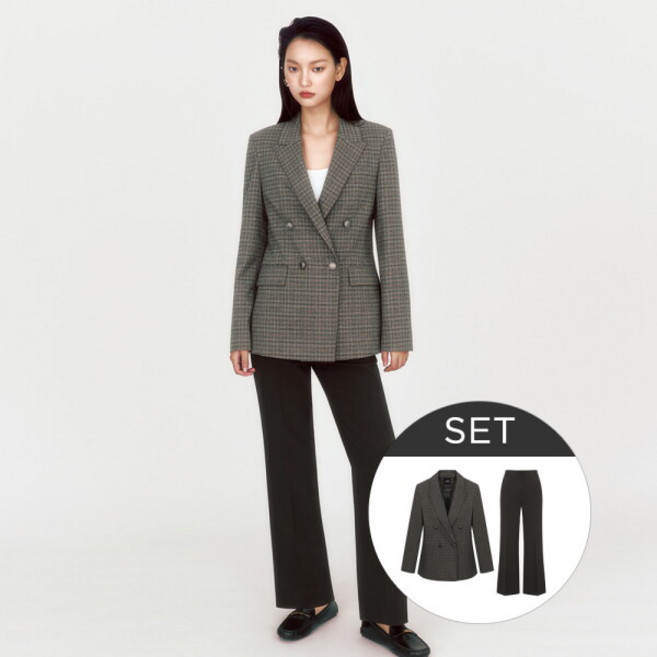 [더 엣지] [SET] 체크 더블 셋업 (자켓+팬츠) WYJK6G01SET