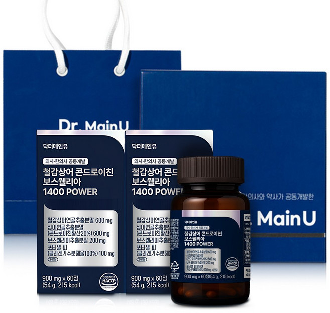 철갑상어 연골 콘드로이친 선물세트 보스웰리아 1400 고함량 콘트로이친 (쇼핑백포함), 120정, 1박스