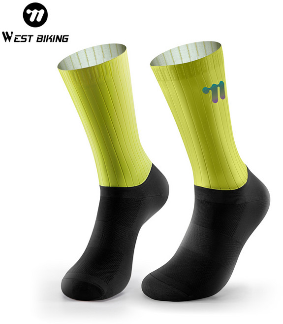 WEST BIKING 자전거 양말 통기성 흡한발한 다용도 스포츠 양말 러닝 헬스 일상 통용, Yellow, 1개