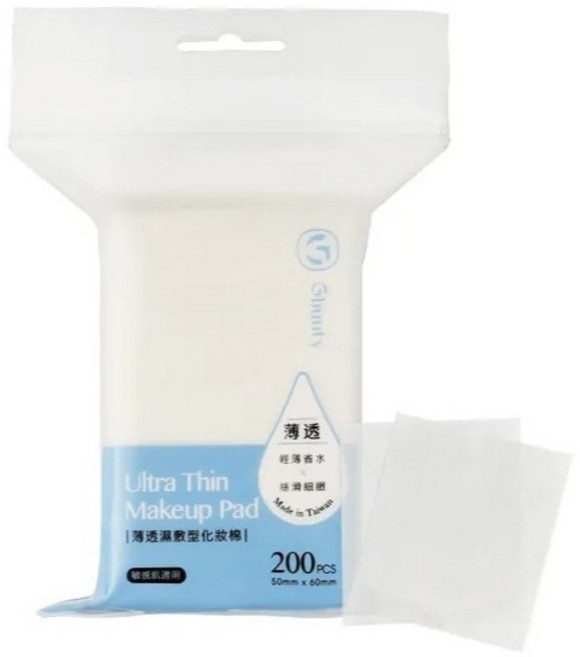 Gbuuty 濕敷型化妝棉, 1個, 薄透濕敷型化妝棉 (200片/袋)