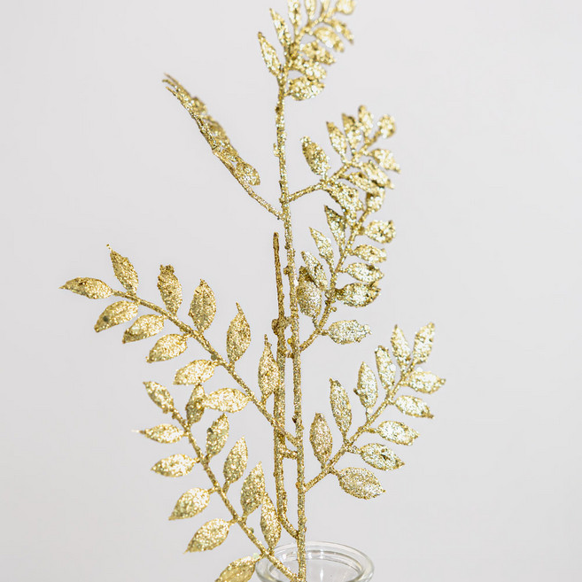 크리스마스 반짝이 잎가지, 스몰골드, 2개