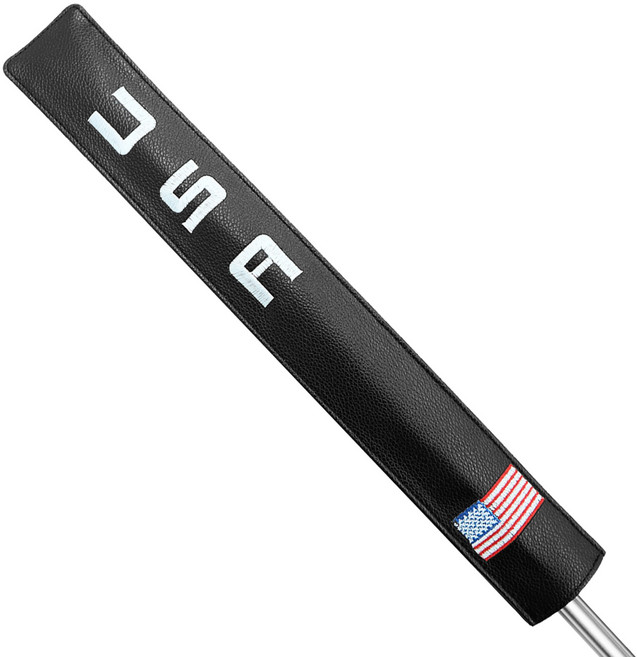지칸디 골프 얼라인먼트 스틱 커버 샤프트 가죽커버, 블랙 USA 자수