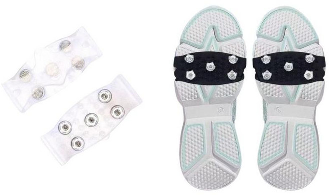 미끄럼방지 도시형 아이젠 1+1 도시형 눈길 빙판길 겨울 신발용 어르신안전, 앞커버 블랙, 화이트