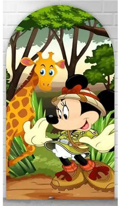 만화 미키 미니 도널드 덕 배경 커버 사파리 정글 생일 파티 장식 와일드 원 배너, 1개, 3. Left / A. 1.6x3.9ft(50x1...
