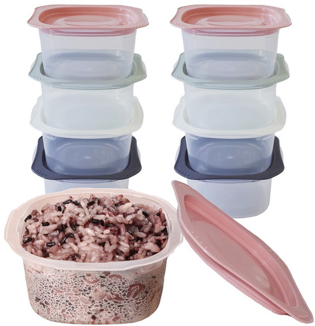 국내생산 온더밥 국내생산 전자레인지용 냉동밥용기 300ml, 혼합색상, 8개
