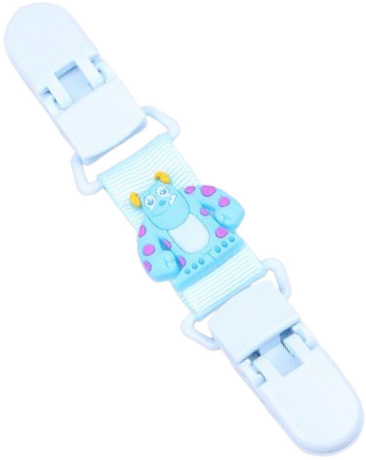 Mommywant 卡通兩頭夾 幼兒手帕夾 適用擦汗巾 口水巾 耐用 方便使用, 毛怪, 1個