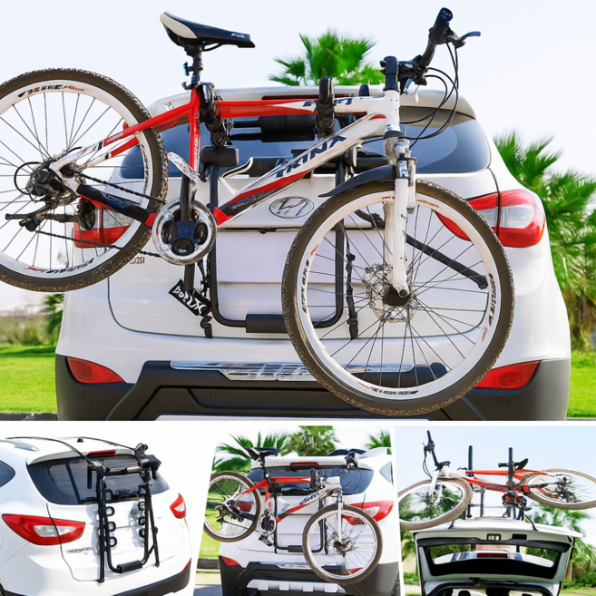 차량용 자전거캐리어 3대 거치 접이식 트렁크형 SUV 승용차, 1개, 바로 2. 3단캐리어+ 번호판 플레이트 브라켓세트