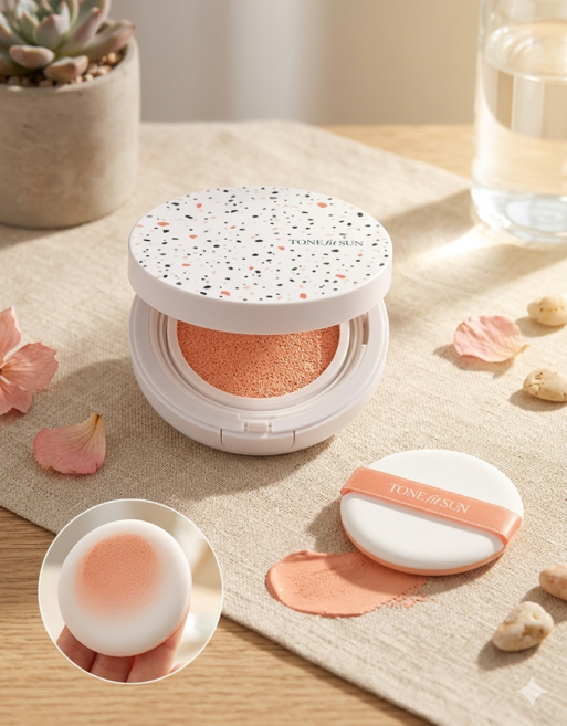 톤핏선 비건 톤업 선쿠션 본품 12g + 리필 12g 세트 SPF50+ PA++++, 1개