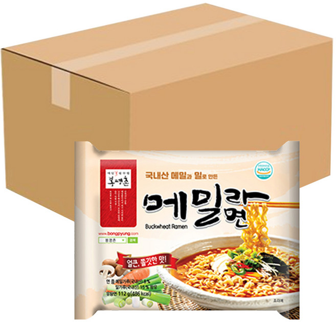 봉평촌 메밀라면 112g 4개입 X 4팩 (총 16개 1박스)