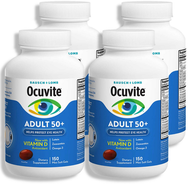 바슈롬 오큐바이트 50플러스 어덜트 눈비타민 150타블렛( Bausch Lomb Ocuvite 50+ adult 150 tablets), 150정, 4개