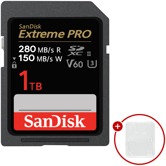 샌디스크 익스트림 프로 SD메모리카드 SDXEP Extreme PRO UHS-II + SD카드 케이스 패키지, 1개, 1TB