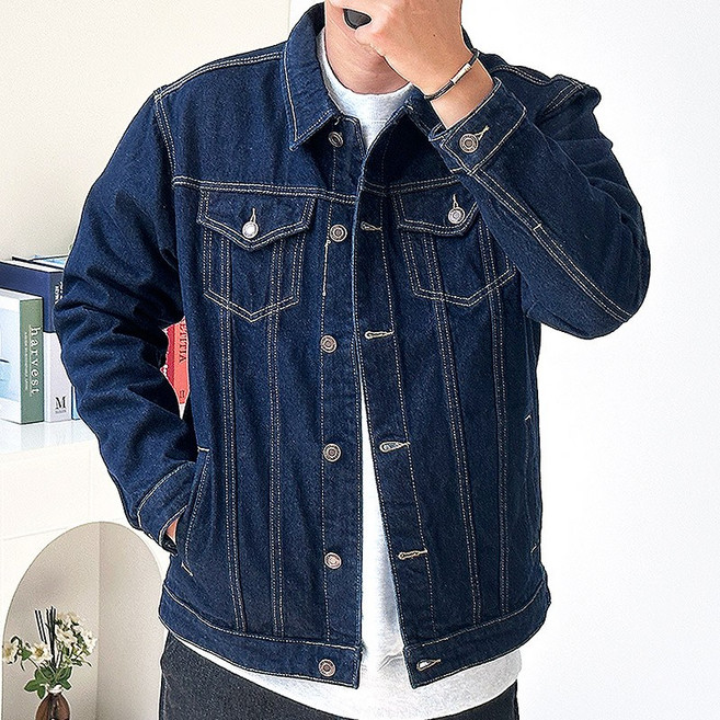 핏콕 남성용 봄 가을 청자켓 캐주얼 데님자켓 빅사이즈