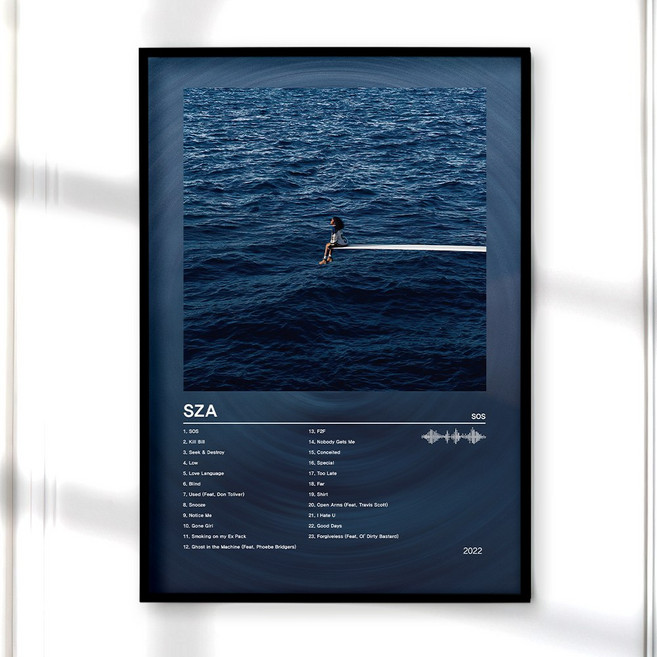 포스터월드 인테리어 포스터 빈티지 액자 감성 거실 현관 그림 시저 SZA 05, A4 사이즈(210x297mm), A4 포스터 + 화이트 액자 결합