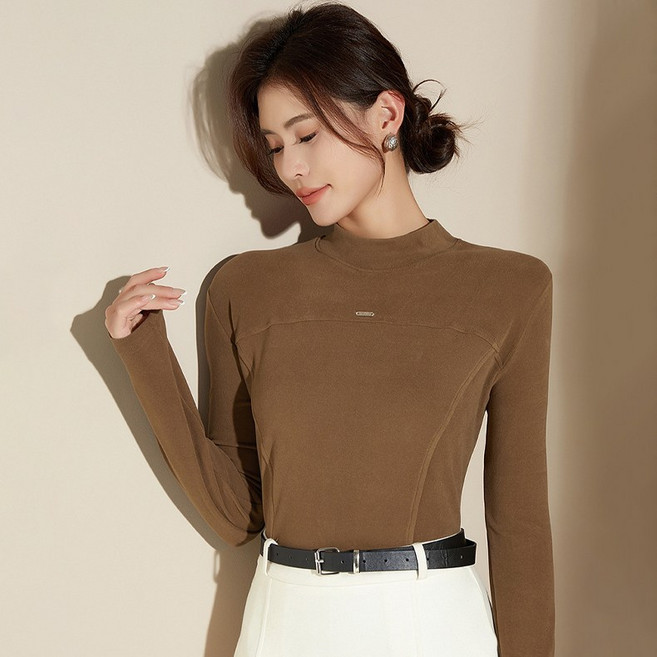 유미코 여성 반폴라 긴팔 티셔츠 가을 겨울 반목티 25년