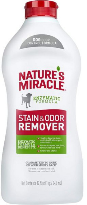 네이처스 미라클 얼룩 및 냄새 제거제 강아지용 32온스 냄새 제어 포뮬러 부우