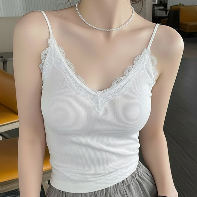 엣모스트 골지 레이스 캡내장 일체형 나시 브라탑