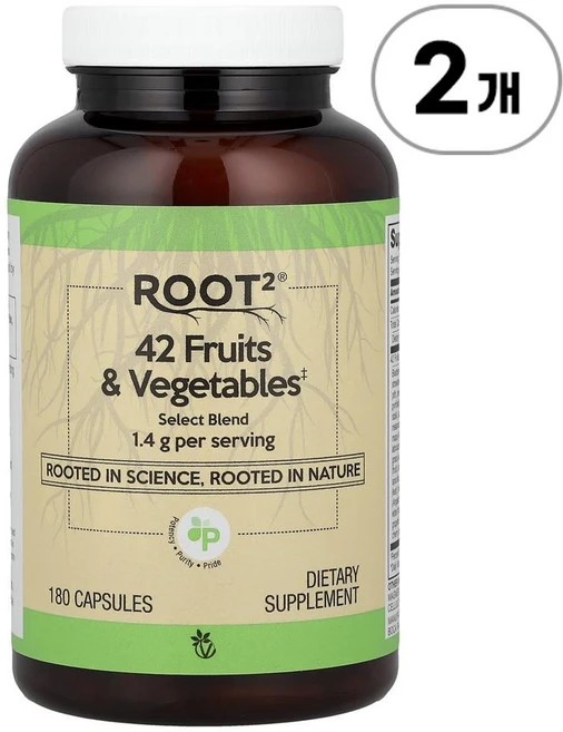 비타코스트 루트2 42 후르츠 앤 베지터블 Vitacost Root2® 42 Fruits & Vegetables 180정, 2개 - 쿠팡
