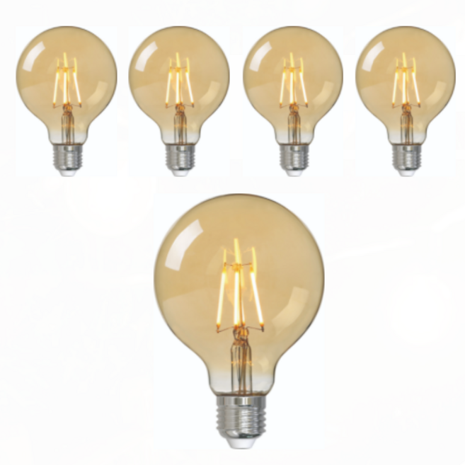 EDEN MARKET LED 愛迪生 G95 燈泡 4W, 燈泡色, 5個