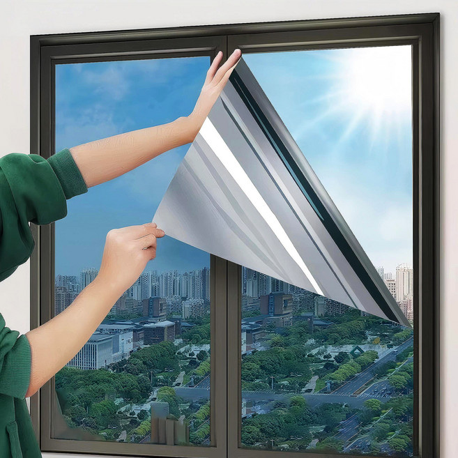 Fowod 창문 베란다 단열필름 단열시트지 자외선차단 포커스필름 5m, 반투명 블랙