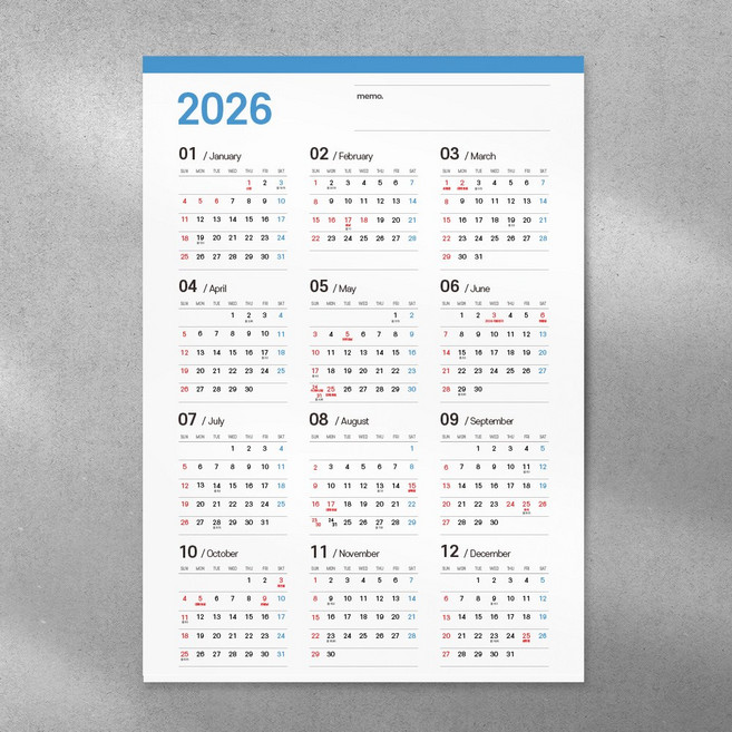 2026년 한장 1년 계획 달력 (벽걸이 포스터형 캘린더), 2026년 한장 달력 B2, B2, 1개