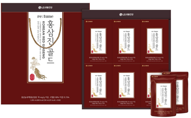 설식품선물세트 리튠 홍삼진 골드 50ML*24포x 1개 + 손잡이, 50ml