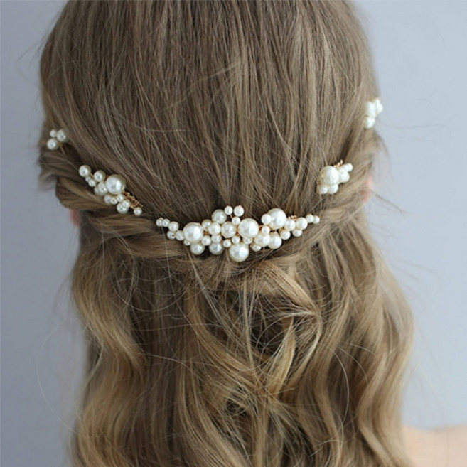 심플 로맨틱 진주 셀프웨딩 혼주 뒤꽂이 헤어빗핀 H103Z