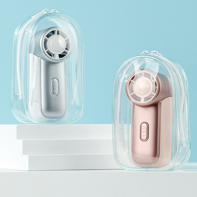 참바디 윈드엣지20k터보 초미니 키링파우치 휴대용 선풍기 100단 3000mAh 20000RPM, 화이트실버