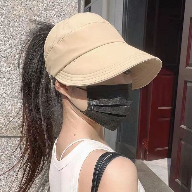 愛北鼻 空頂遮陽帽 遮臉防曬帽 時尚百搭 -