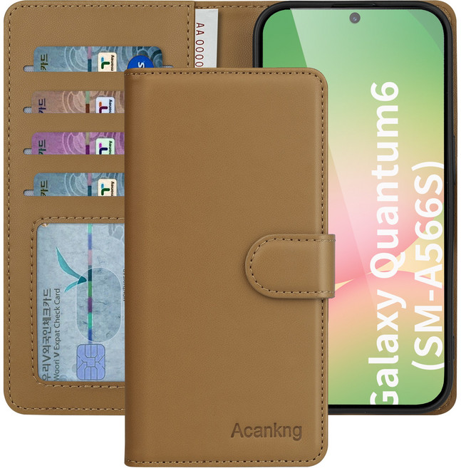 아칸크 클래식 가죽 지갑형 카드수납 다이어리 휴대폰 케이스+지문인식 보호필름 풀세트