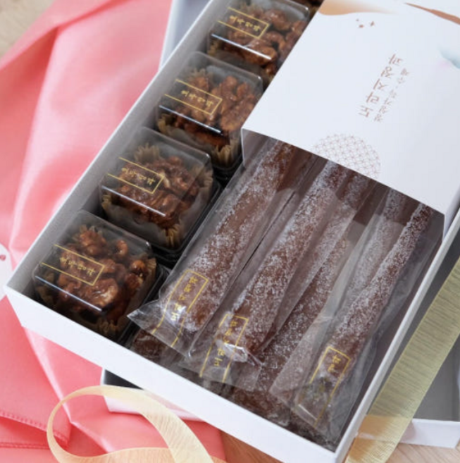 도라지정과 호두정과/부모님 선물/ 명절 보자기 선물포장 세트 500g[원산지:중국], 1개, 500g