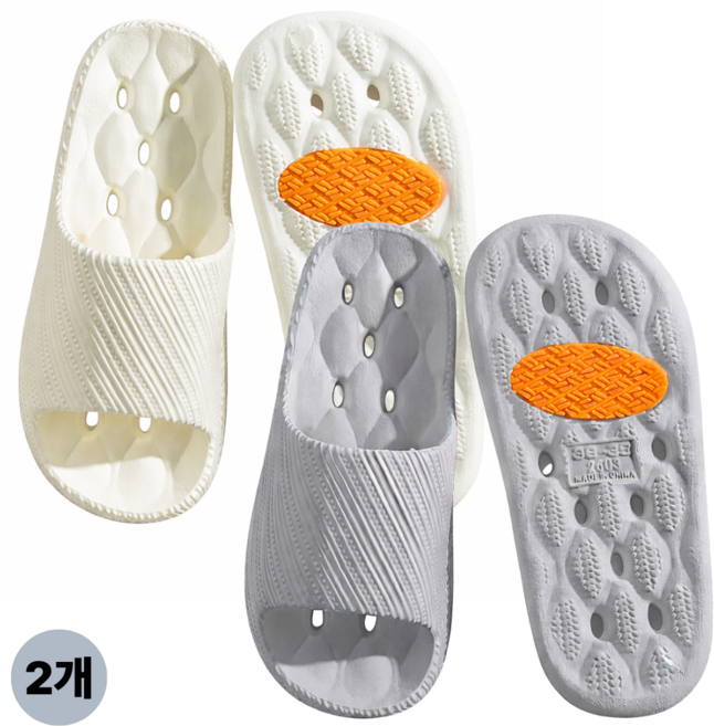 브리오즈 EVA 논슬립 패드 미끄럼방지 욕실화 슬리퍼, 화이트+그레이, 1세트