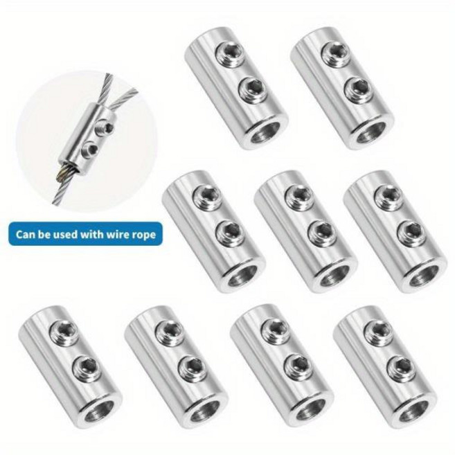 5MM 강철 와이어 금속 고정 구리 액세서리 클램프에 구멍 클립 10 PCS 로프 스틸 스테인레스 케이블 슬링 이중 도구, For1.5mm Wi X10pcs