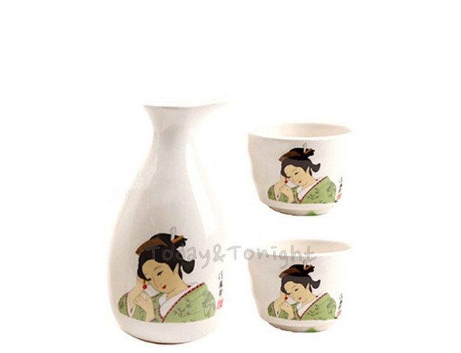 KI ATT 도자기 미녀 독구리+소주잔(2개) 사케병 도꾸리 이자카야 일본 술병 술잔 사케잔 [옵션선택] OA29262G3206, [AT]독구리380ml+술잔(2개) 초록, 1개