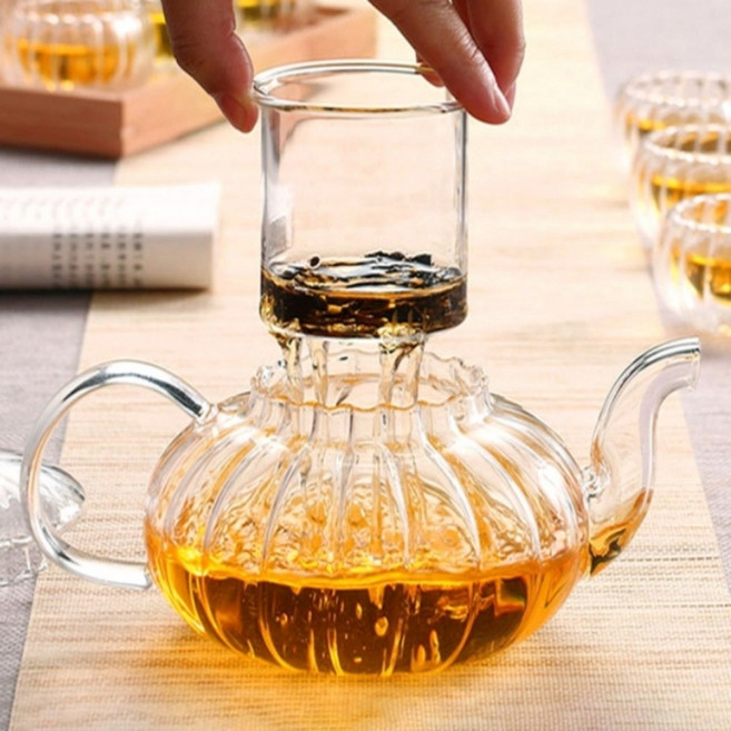 선마 [로하티] 호박 내열유리 차포트(600ml) 찻잎포트, 1개