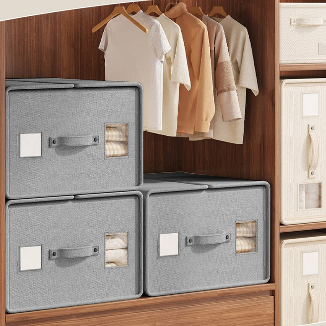 KDNC 접이식 다용도 옷정리 수납함 이불 의류 수납 정리함, 1개, 그레이