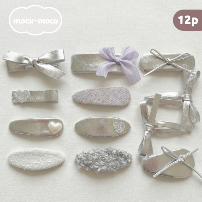 모꾸모꾸 작은 머리핀 헤어핀 세트 레이스 리본 선물