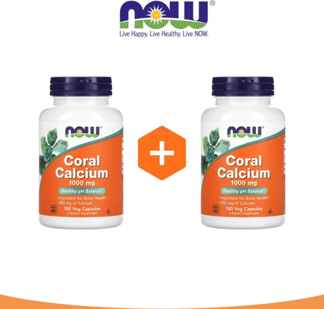 1+1 나우푸드 코랄 산호 칼슘 1000 mg 100캡슐 Coral Calcium 복합미네랄, 100정 - 쿠팡