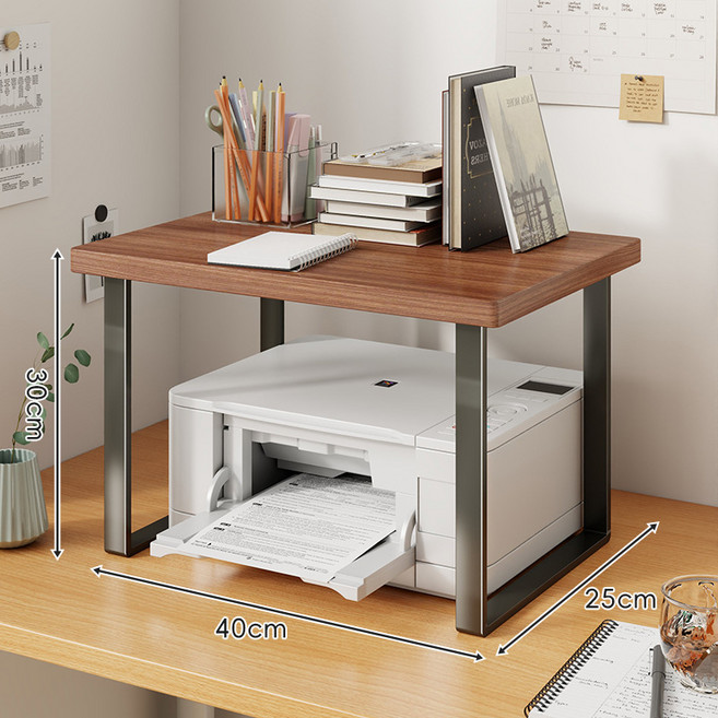 家用印表機增高架 40*25*20cm, 黑架柚木 40*25*30cm, 1套