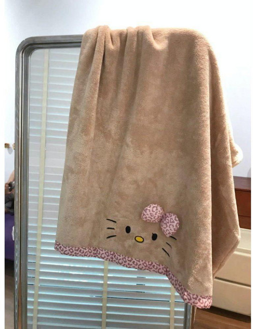 hellokitty 태닝키티 레오파드호피 여행용 비치타올 페이스 목욕수건, 40x80cm, 카키 목욕 수건