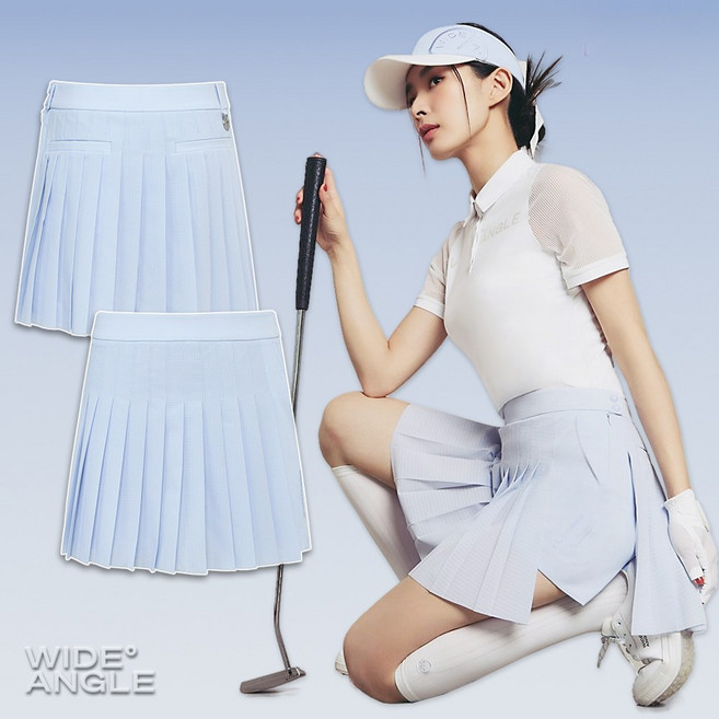 와이드앵글 여성 골프웨어 여자 여름 골프 주름 스커트 잔플리츠 랩 큐롯 WWM25Q81