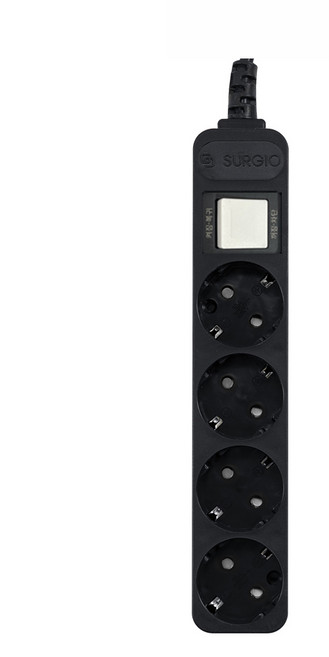 써지오 4구접지 안전멀티탭 10A 블랙, 10m, 1개