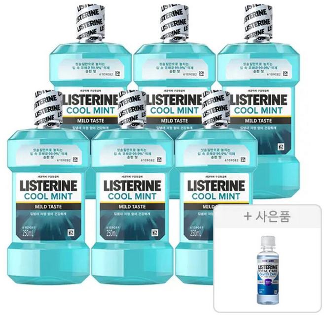 리스테린 쿨민트 마일드, 6개, 250ml