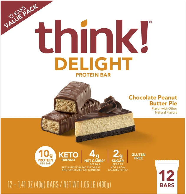 띵크 딜라이트 프로틴 바 초콜릿 피넛 버터 파이 12개입, 1개 - 쿠팡