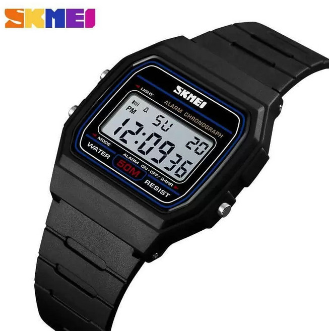 SKMEI SKM-1412 남자여자커플 전자 f91st 알람스탑워치디지털스포츠 사각 손목 시계