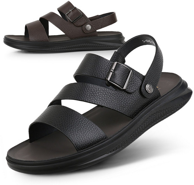 보이센스 소가죽 남자 샌들 슬리퍼 여 름휴가 겸용